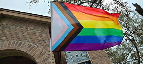Roterdon Progress Pride Rainbow Flag 2X3 Ft - Vivid Colors And Fade Proof, Uv Proof, Gay Transgender Bisexual Lesbian Lgbt Outdoor Flag Polyester With Brass Grommets #TOP4