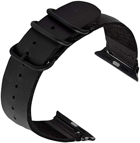 GerbGorb Leather Strap for Apple Watch Series SE2/8/SE/6/5/4/3/2/1, Apple iWatch Vintage Leather Band 38mm 40mm 41mm 42mm 44mm 45mm 49mm for Men and Women38/40/41mm Black