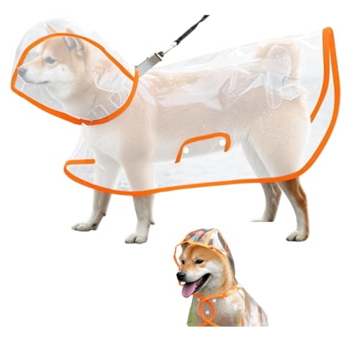 犬 レインコート 犬の服 雨 カッパ 透明 雨具 小型 中型 大型犬対応 通気性 脱着簡単 梅雨対策 EVA素材 撥水加工 軽量 散歩用 ポンチョ式雨着 アウトドア用 (透明-ホワイト,M)