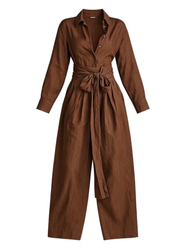 Combinaison pour femme imprimée à ceinture pour un look de bureau