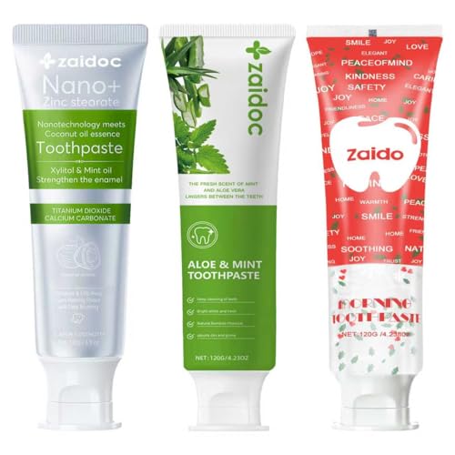 Image of ZAlDOC 3Packs Toothpaste, Daily Toothpastewith Activated Charcoal, Formulated with Botanical Extracts