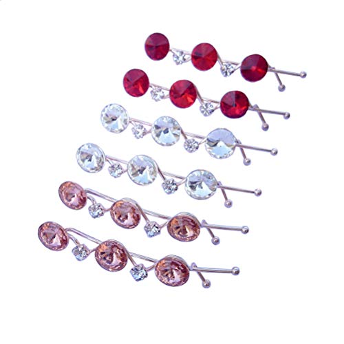 Hair Clip Pins Hair Barrette Torsion Wave Curved Bobby Pin Women's Headwear Styling Crystal Rhinestone Hair Accessories (6pcs Mixed Color)