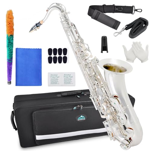 eastrock nickel tenor saxophone b flat tenor sax professional tenor saxophone for beginners students kids and musicians with carrying casemouthpiecereedscushion padscleaning kitneck strap