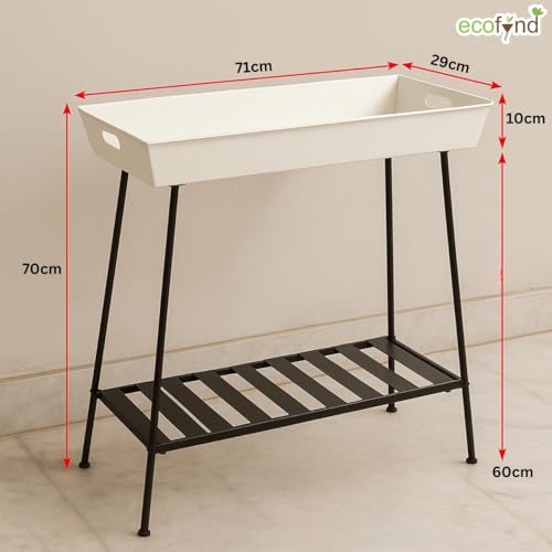 Image of ecofynd Nico Plant Stands for Outdoor Balcony, Flower Pot Stand for Indoor Plants, Metal Planter Stand for Living Room, home decor, Indoor & Outdoor plants, 2 Tier, (PS045-WHTBLK)