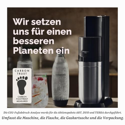 SodaStream DUO Wassersprudler - 3x 1L Sprudlerflaschen & CO2-Zylinder, Grau – Ansicht 8