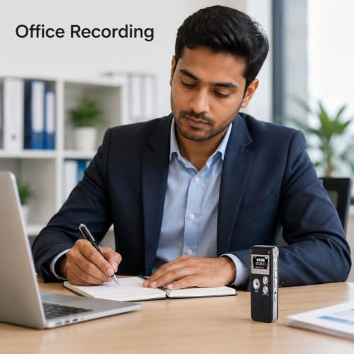 Image of BIGASUO 128GB Digital Voice Recorder 16GB Voice Recorder with Playback for Lectures - USB Rechargeable Dictaphon Upgraded Small Tape Recorder (1029) (Black, TMY-04)