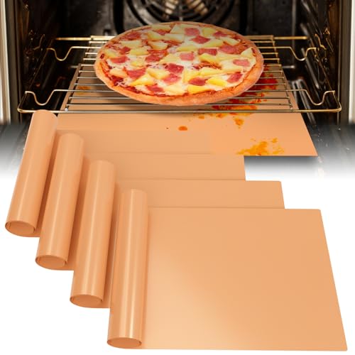 MAXTBEE 4-Pack Copper Oven Liners, Non-Stick, Heavy Duty