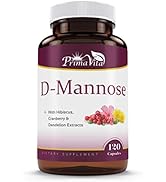 PrimaVita D-Mannose Supplement 800mg, D-Mannose Capsule with Cranberry, Dandelion Extract and Vit...