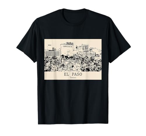 El Paso Texas Vintage Horizonte Dibujo Camiseta