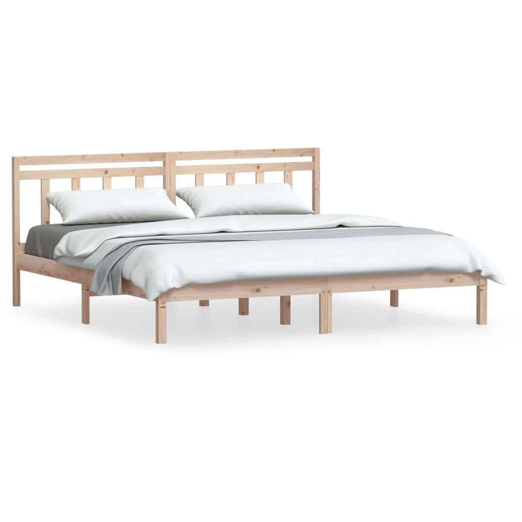 lite drewno sosnowe rustykalny design klasyczna rama brąz 180 x 200 cm | Rama łóżka drewniana 180x200 cm lite sosnowe z zagłówkiem solidna konstrukcja