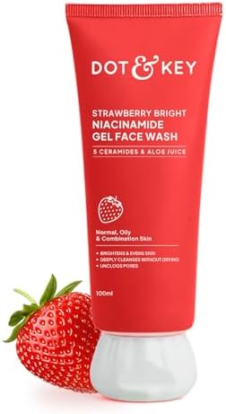 Strawberry Bright Niacinamide Gel Face Wash, Non-Drying Formula, Brightens & Smoothes, Evens Skin Tone, Reduces Excess Oil, Unclogs Pores, Deeply Cleanses, For Oily & Combination Skin