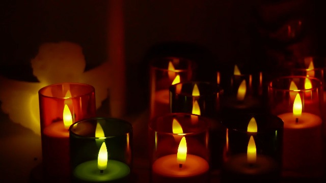 Image of 12Pack Flameless LED Candles with Timer, Battery Operated, Black, 2 inchx3 inch | Small Pillar & Votive Candle with Realistic Flickering Warm Glow for Centerpieces, Wedding Tables, Holiday, and Home Decor