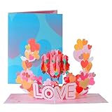 3D Liebesbaum Pop Up Karte Hochzeit, Hochzeitskarten, Pop-Up Karte Herzbaum mit “LOVE”, Karte Zum Valentinstag, for Occasions Such as Valentine's Day, Mother's Day, and Weddings (C)
