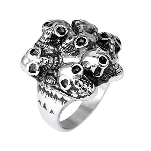 Bague gothique homme en acier noir et zirconium taille 51.5 pour fiançailles rétro