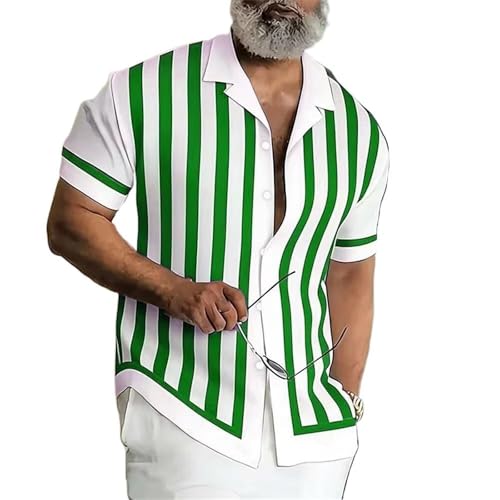 Chemise imprimée homme à rayures géométriques printemps-été