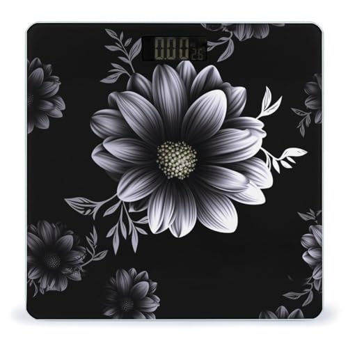 Báscula Digital para Baño Negra con Diseño Floral miniatura 1