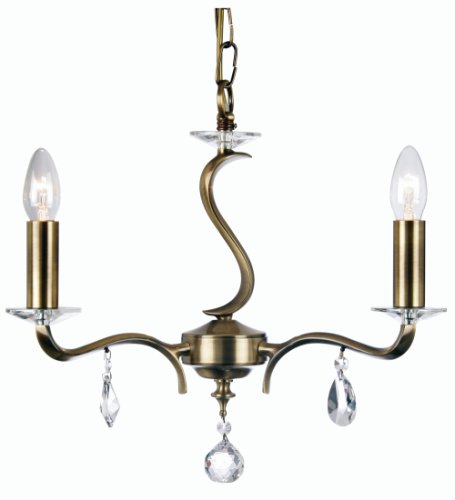 Lampe pendentif 3 lumières Cobra Oaks Lighting en laiton vieilli de plafond