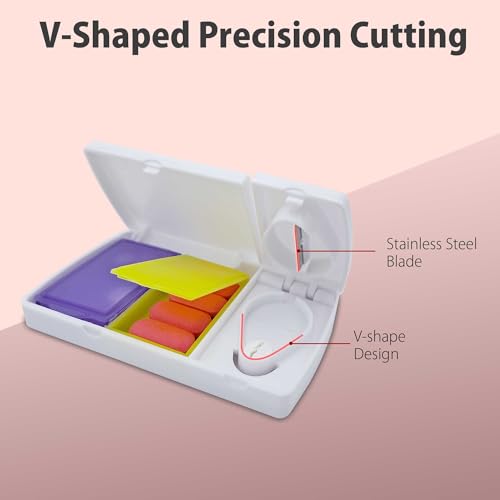 Image of Pill Tablet Cutter, Portable Perfect Travel Partner Pill Tablet Medicine Storage Compartment Box with Sharp Blade Cutter, Medicine Splitter Divider