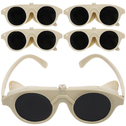 Cabilock 5Pcs Welding Protective Goggles with Plastic Dimming Lens Industrial Eye Protection for Welders Men and Women Safety Eyewear for Welding Tasks