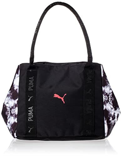 PUMA womens Evercat Logo Gym Tote Bags, Black Tie Dye/Coral, One Size US