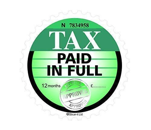 Sticar-it Ltd Retro Green Tax Disc Replacement TAX PAID IN FULL Funny Vinyl Car Sticker Decal 75x75mm approx.