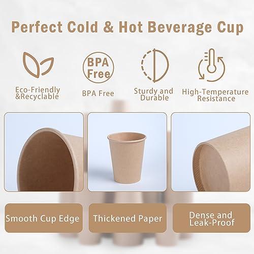 Lamosi Kraft paper cups, Paper Coffee Cups, Hot/Cold Beverage Drinking Cups - Image 3