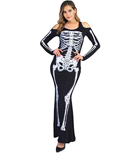 EraSpooky Women's Skeleton Costume Witch Jumpsuit...