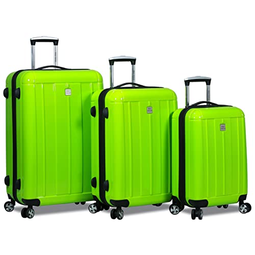 World Traveler Contour Hardside Spinner Luggage TSA Lock, Apple Green, 3-Piece Set