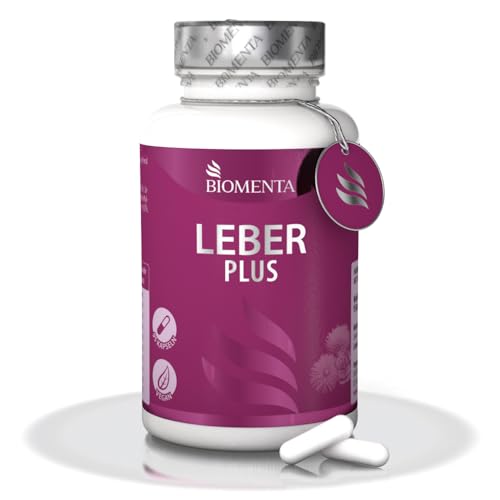 BIOMENTA Leber Plus - Synergetischer Wirkstoffkomplex aus Mariendistel, Artischocken, Löwenzahn, Curcuma, Wermut + Cholin - 95 Leberkapseln hochdosiert - vegan - Premiumqualität