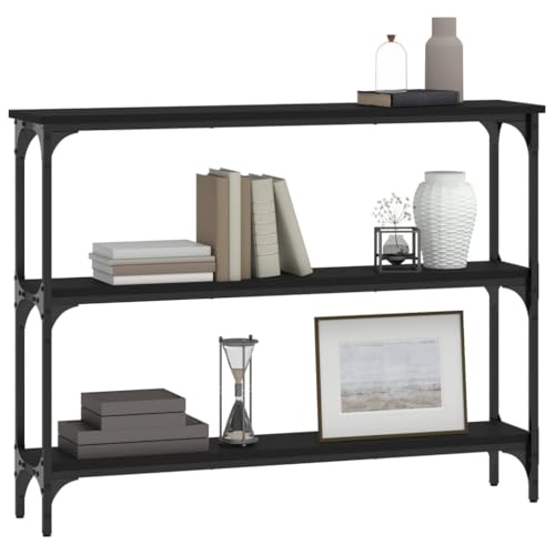 Mesa consola negra para pasillos estrechos que soluciona el desorden 5