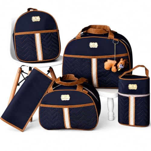 kit 5 Bolsas Mala Saída Maternidade (azul marinho)
