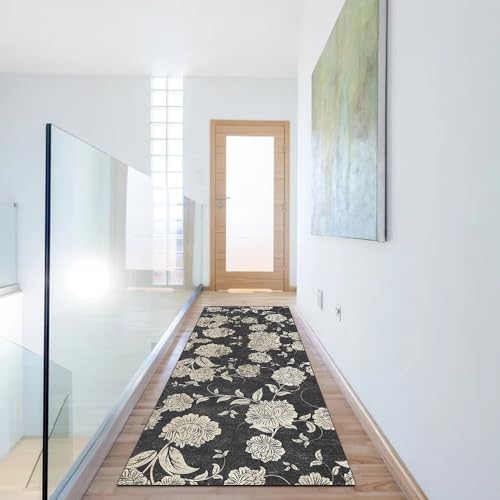 Alfombra de pasillo lavable negra que evita resbalones en casa 6