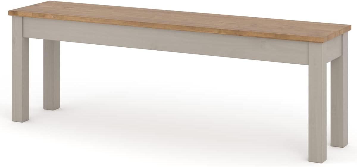 Furniture Dash - Wood Bench - Entryway Bench - Dining Bench - 53.15" W, 12.01" D, 17.72" H - 20.90lb - Gray