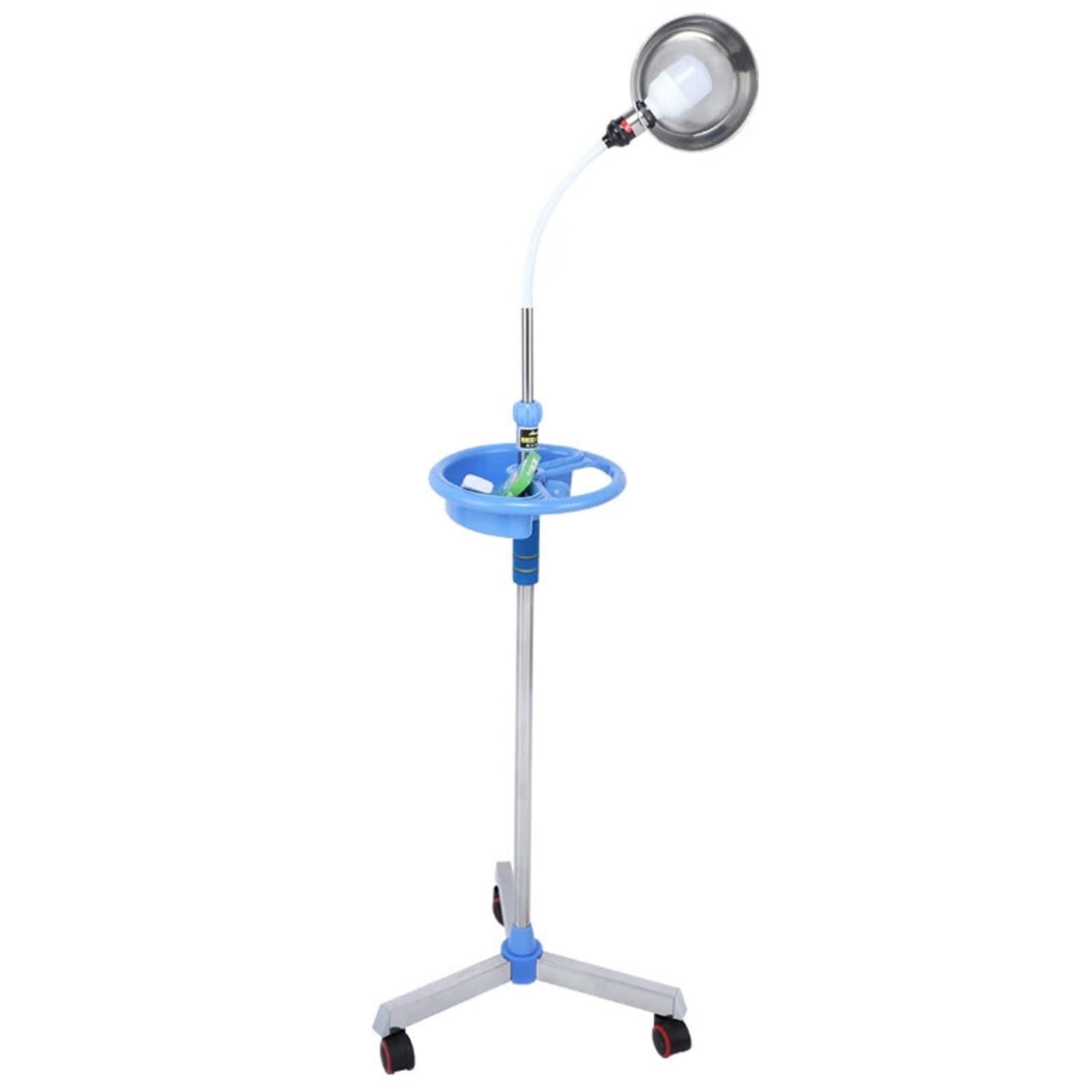 Lampa do Badań Lekarskich LED Ze Schowkiem i Poręczą, Klosz Ze Stali Nierdzewnej, Lampa Stomatologiczna do Jamy Ustnej, Giętka Lampa Typu Gęsia Szyja, Regulowana Wysokość