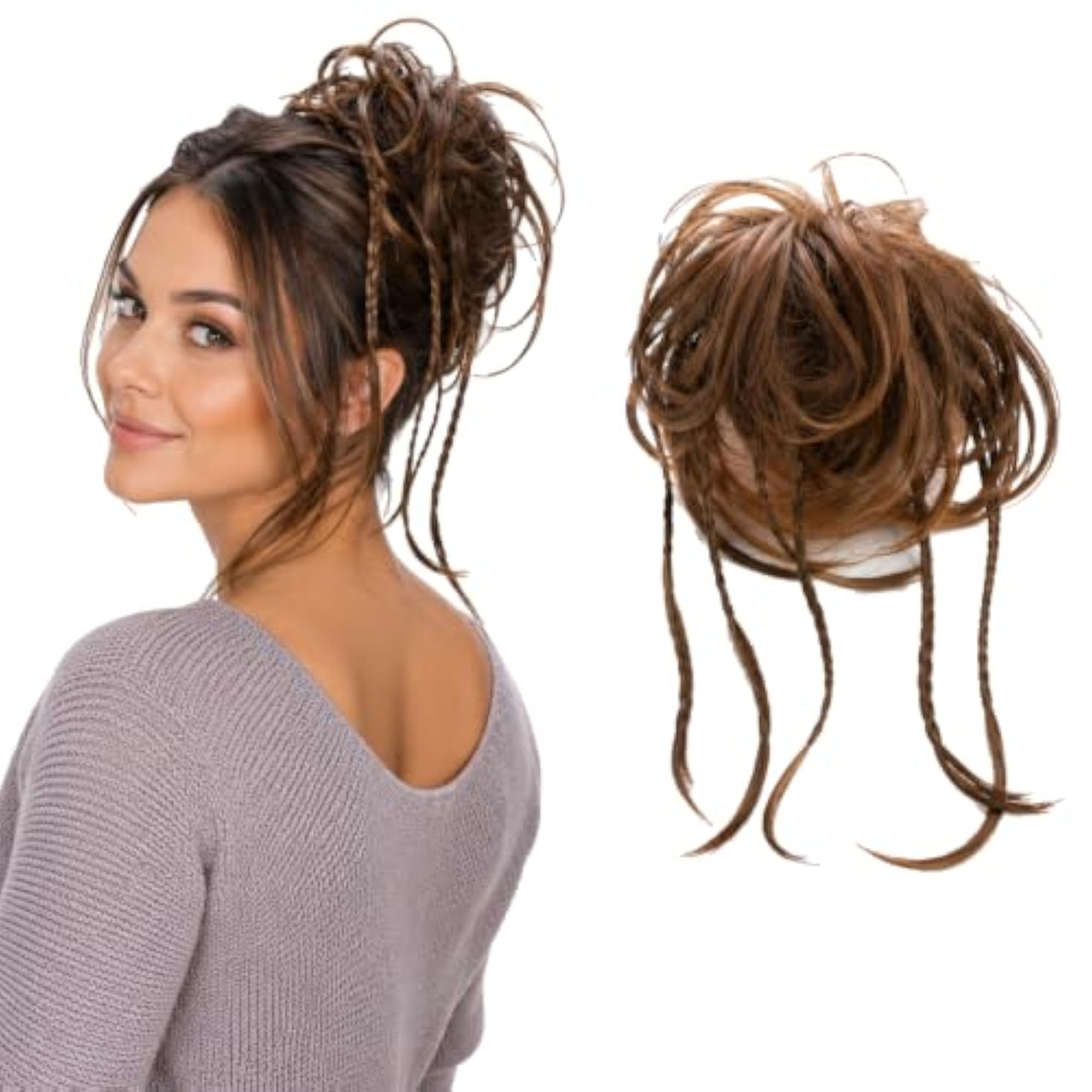 Brown Mix Rubber Scrunchie for Wavy Messy Bun