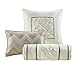 Madison Park Laurel Cozy Comforter Set - Traditional Tufted Faux Silk Design, All Season Down Alternative Bedding with Matching Shams, Decorative Pillow, Taupe King(104