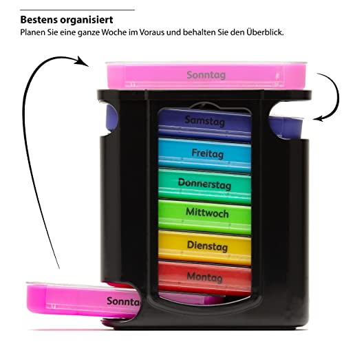 Foubiss Tablettenbox, BPA-vrij, medicijnbox met 7 dagen, 4 vakken, pillendoos, perfect voor onderweg, seniorenvriendelijke pillendoos, tablettendoos, 's morgens, 's middags of 's avonds - Afbeelding 4