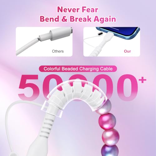 Image of Aolcev USB C Cable 2 in 1 Beaded Multi USB A to USB C for iPhone Chargers