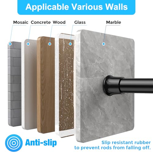 Image of AIZESI Tension Rods for Windows 28 to 48 inch, Adjustable Short Curtain Rods No Drilling Small Tension Rods for Windows Door Kitchen Curtain, Black