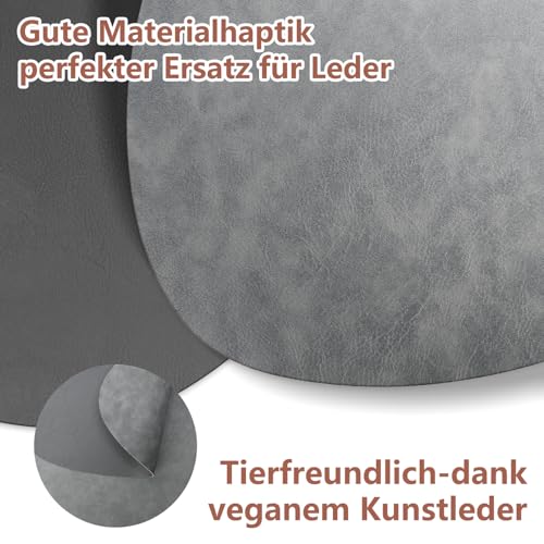 HELI MIAO 6er Set Tischset aus Leder-Imitat，Platzsets abwaschbar und wasserdicht，Platzdeckchen Lederoptik mit Untersetzer… – Ansicht 3