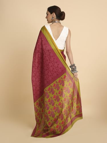 Image of RATAN Women's Pure Soft Cotton Saree with Blouse Piece | Lightweight Breathable Daily Wear Cotton Saree | Traditional Printed Saree for Office Casual & Summer Wear