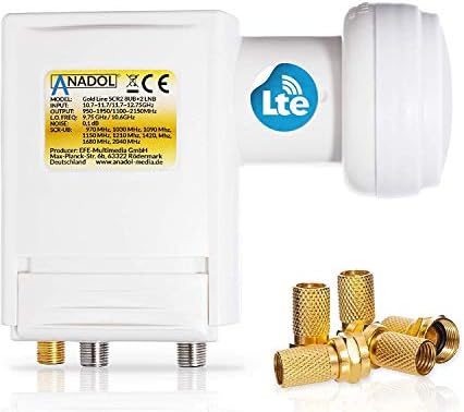 Anadol Premium Unicable Unikabel LNB 8 do satelity + 2 Legacy 40 mm do HD HDTV - ekranowany LTE - dla 10 uczestników - poziom szumu 0,1 dB 2 SCR 2 - cyfrowa ochrona przed warunkami atmosferycznymi LNB