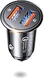 AINOPE USB Car Charger, [Dual QC3.0 Port] 36W/6A [All Metal] Fast Car Charger Adapter Mini Cigarette Lighter Usb Charger Quick Charge Compatible with iPhone 11 pro/11/ x/8, Note 9/Galaxy S10/S9