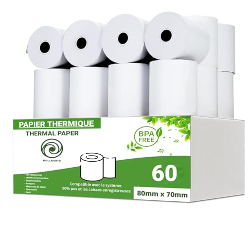 Bobine thermique 80x70x12 mm idéale pour fluidifier l'encaissement dans les restaurants et magasins