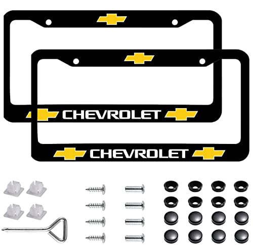 chevy license plate frame black - 2Pcs Newest License Plate Frames for Chevrolet, Front and Rear License Plate Tag for Chevy (Black)