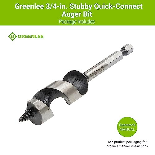 Greenlee 60A-3/4 Quick Change Wood Boring Stubby Auger Bit, 3/4" Hole Size #TOP7