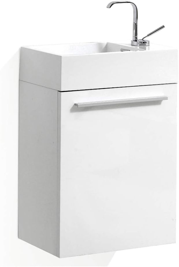 Blossom 18 Inch White Small Bathroom Vanity with Sink, Narrow Bathroom ...