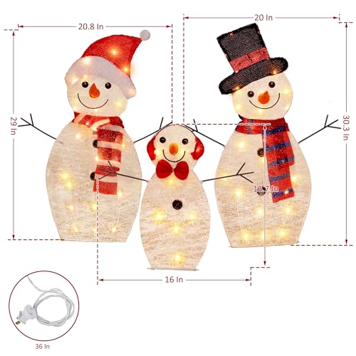 ATDAWN Light Up Snowman, hristmas Yard Decoration, 60 LEDs Lighted Snowman Christmas Decoration, Indoor Outdoor Lighted Snowman for Christmas Holiday Lighted Yard Display by ATDAWN - Image 2