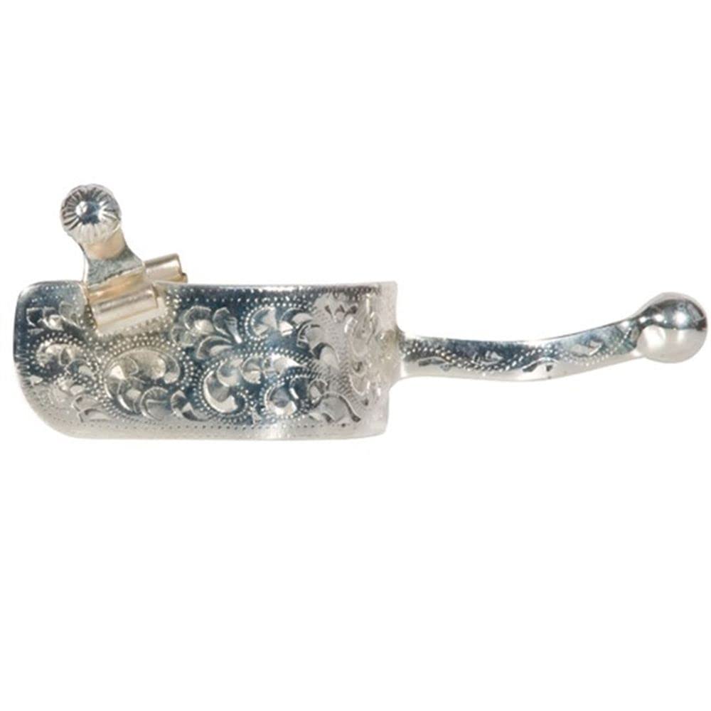 FES Silver Plate Equitation Ball Spurs | Refined & Polished Look | Limits Leg Movement | Sterling Silver Overlay | Elegant Engraving | Mild Ball End for Comfort