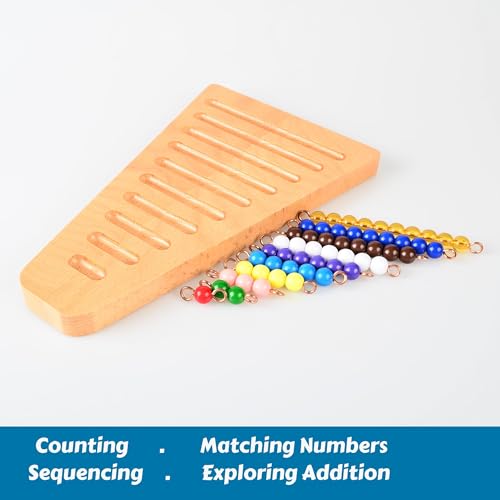Image of BOHS Montessori Bead Stair Set, 1-10 Counting, with Sorting Tray- Compact Educational Toy for Preschool Learning (Pack of 2)